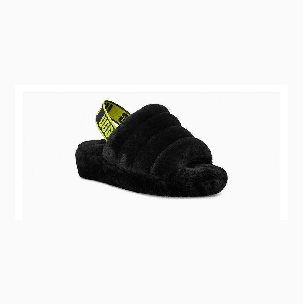 UGG Fluff Yeah Sundae Hausschuhe Plateau Damen Schwarz Gelb Schweiz | CIPLNGCN