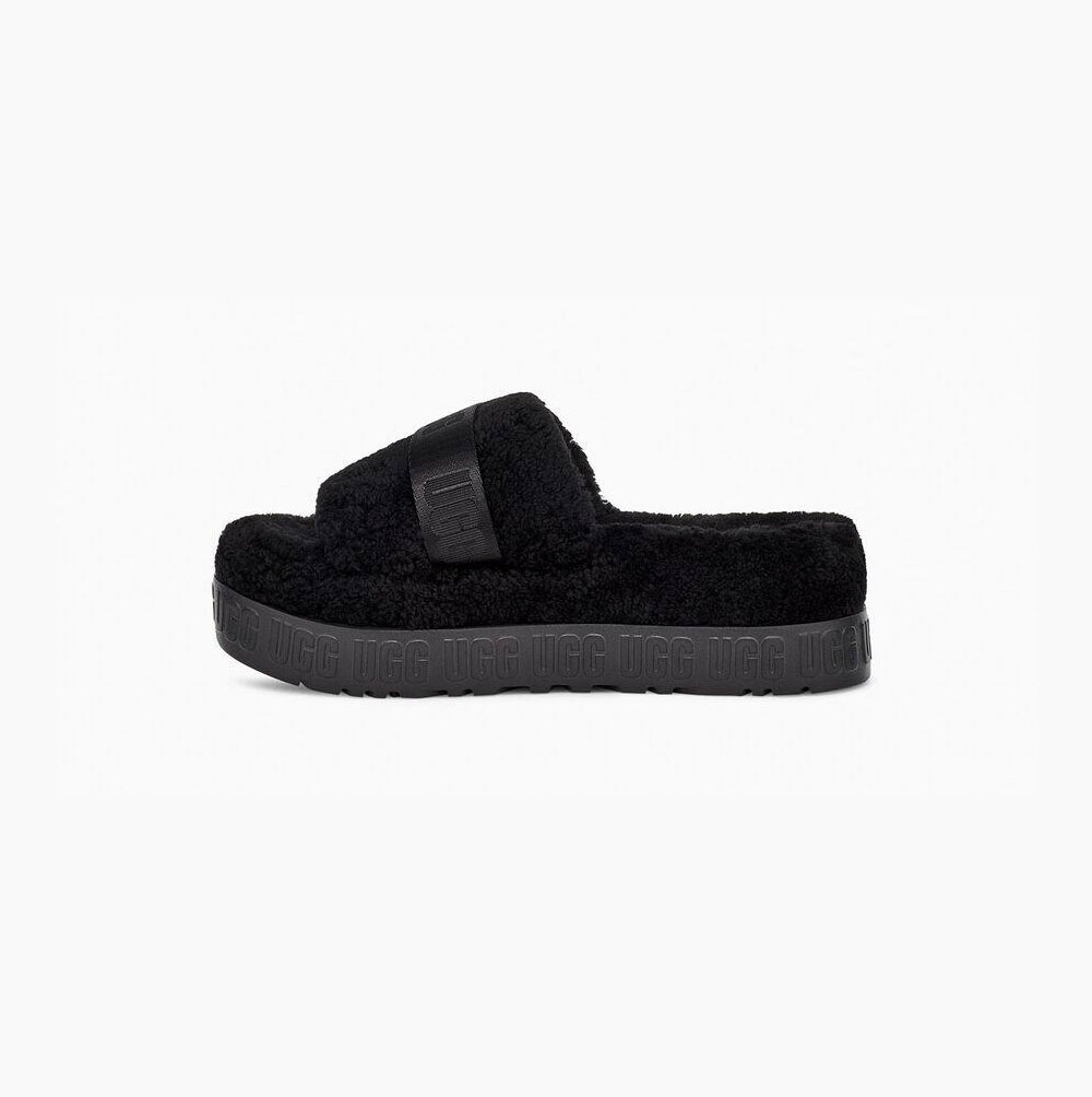 UGG Fluffita Hausschuhe Plateau Damen Schwarz Schweiz | 958K9VSG