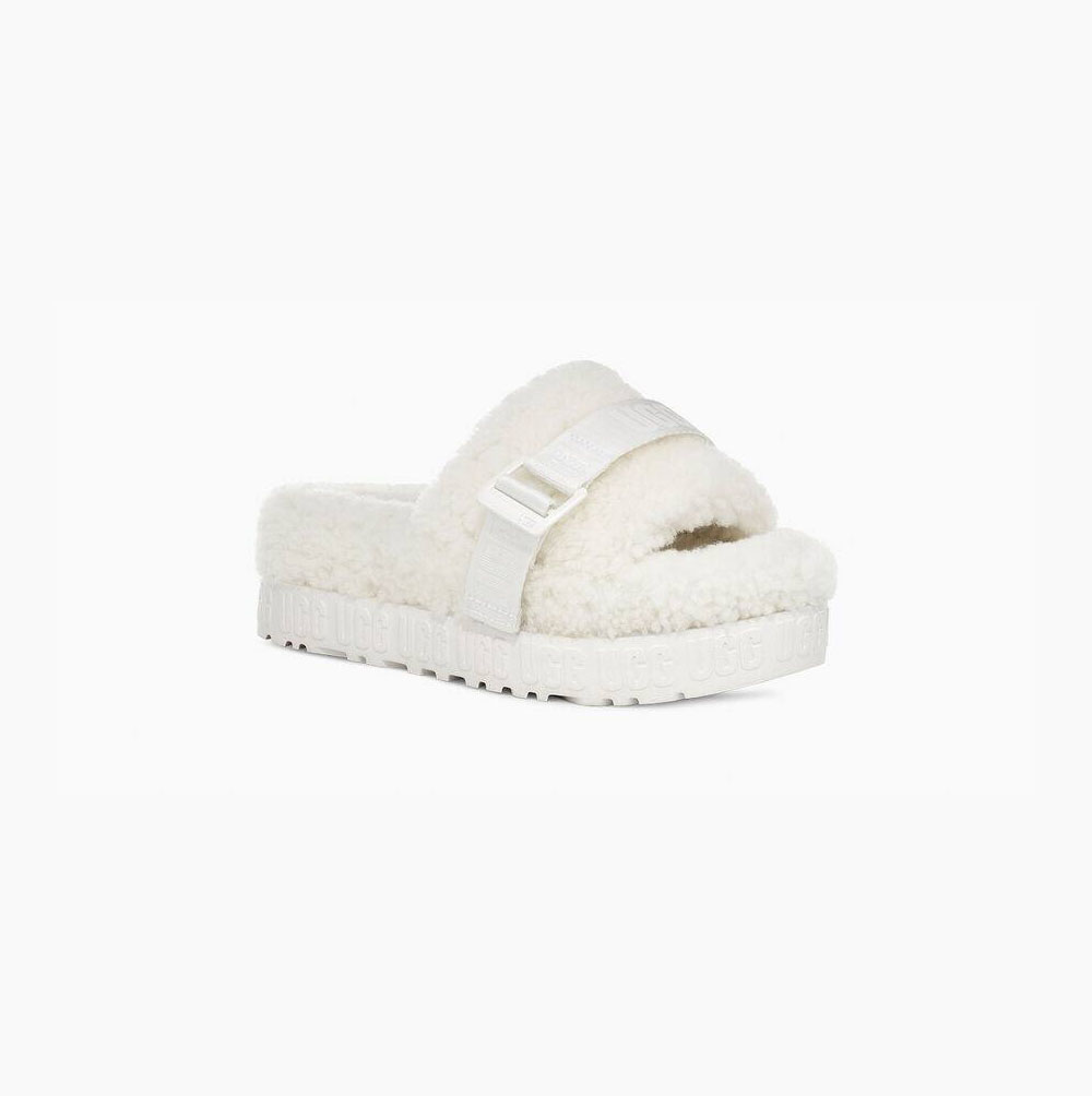 UGG Fluffita Hausschuhe Plateau Damen Weiß Schweiz | EWIKB0JQ