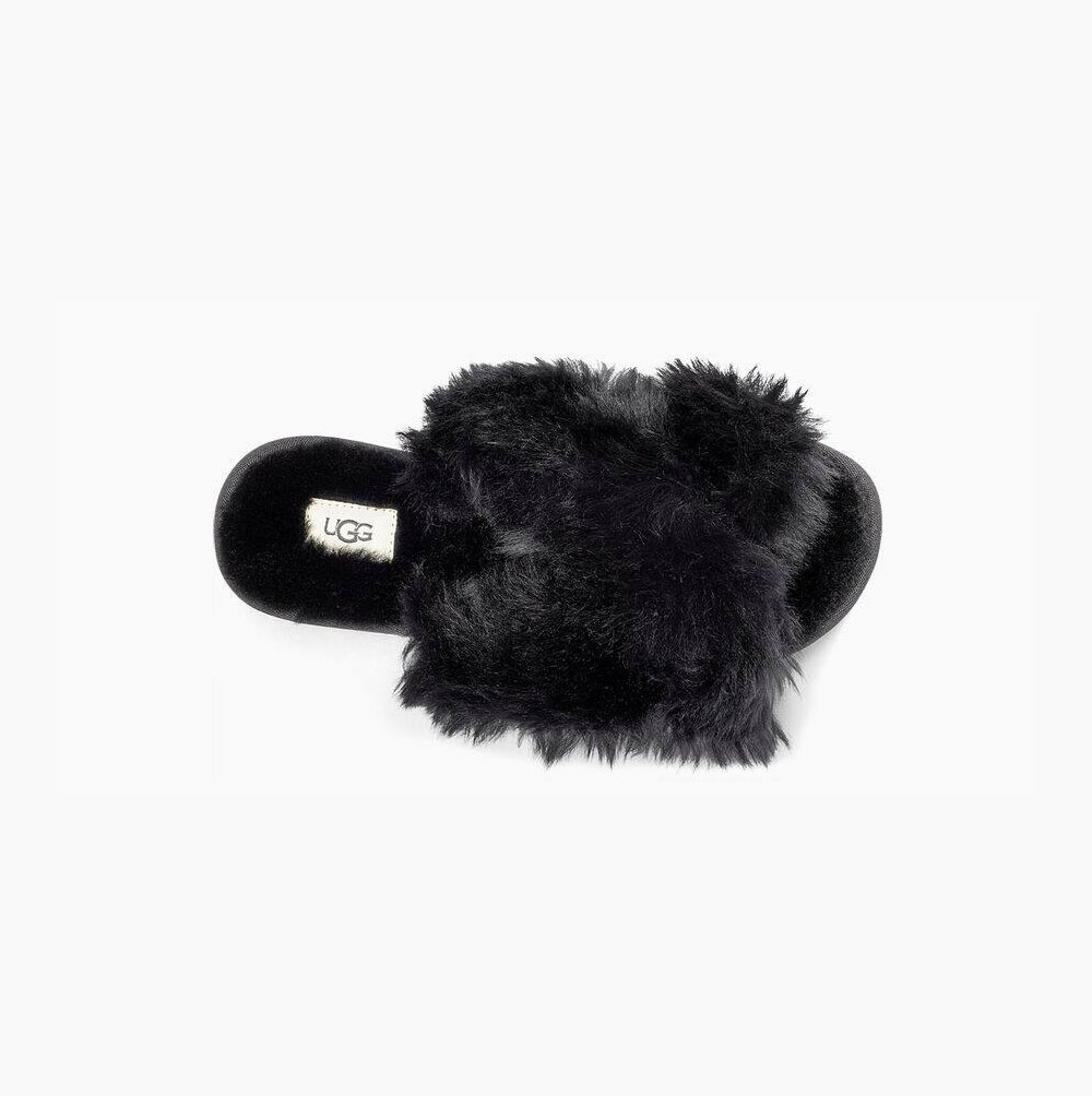 UGG Fuzzalicious Sandalen Damen Schwarz Schweiz | EV6D7FLX