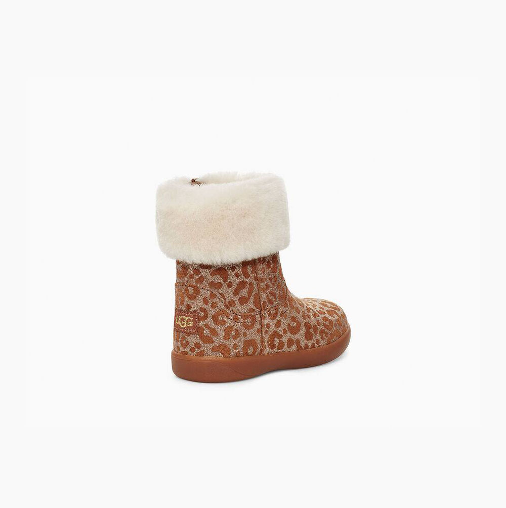 UGG Jorie II Glitter Leopard Fur Boots Kinder Braun Schweiz | 9O7ESE9K