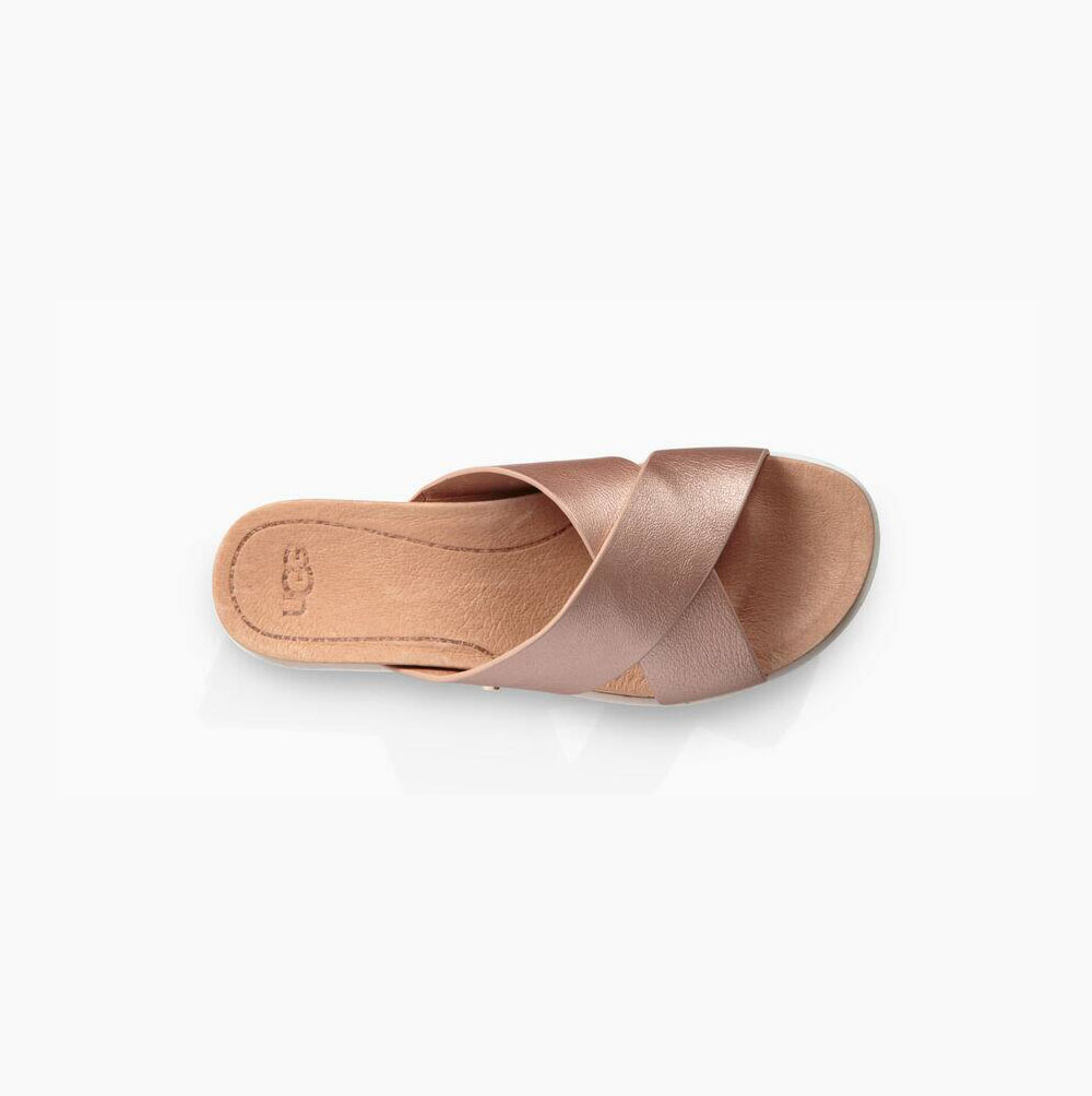 UGG Kari Metallic Sandalen Damen Rosa Gold Schweiz | 4B00DAE4