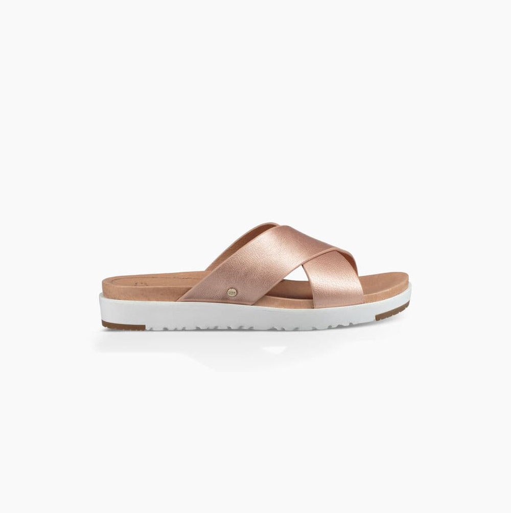 UGG Kari Metallic Sandalen Damen Rosa Gold Schweiz | 4B00DAE4