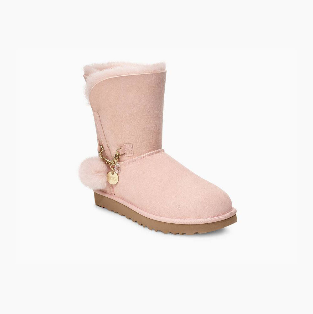 UGG Klassische Charm Kurze Stiefel Damen Hellrosa Schweiz | 737P4H7L