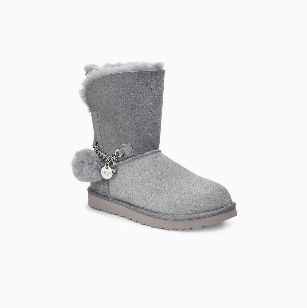 UGG Klassische Charm Kurze Stiefel Damen Grau Schweiz | V0VRBZ72