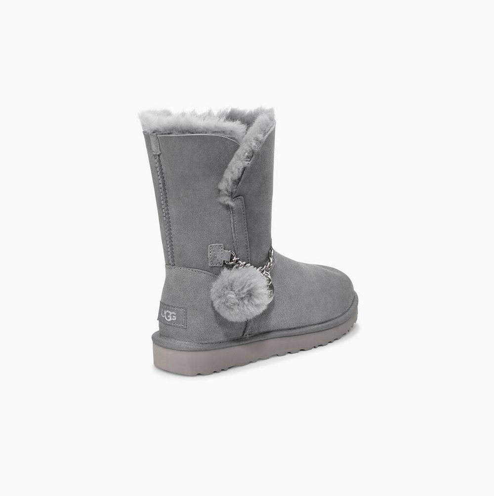 UGG Klassische Charm Kurze Stiefel Damen Grau Schweiz | V0VRBZ72