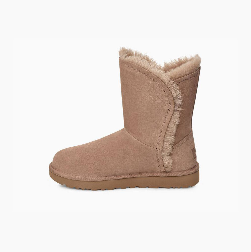 UGG Klassische Fluff High-Low Kurze Stiefel Damen Khaki Schweiz | 7JJBD3CF