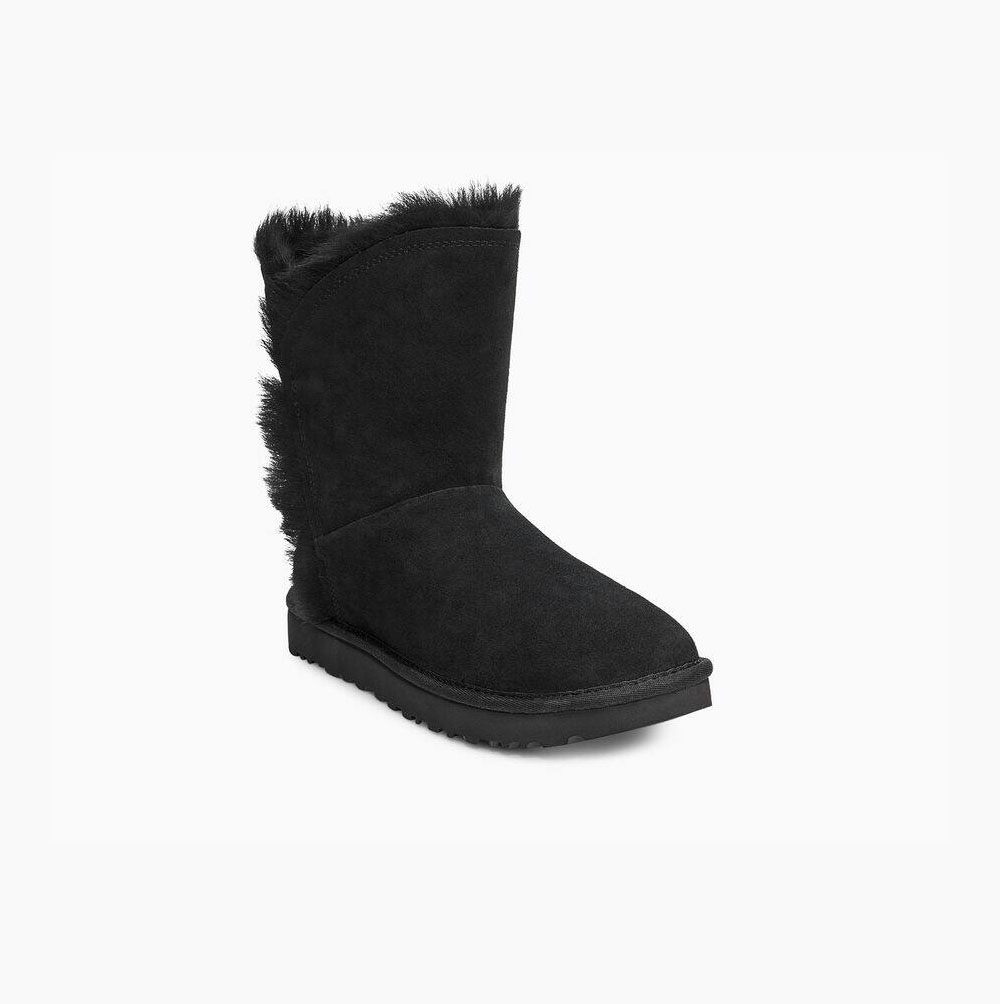 UGG Klassische Fluff High-Low Kurze Stiefel Damen Schwarz Schweiz | ALQJGQGJ