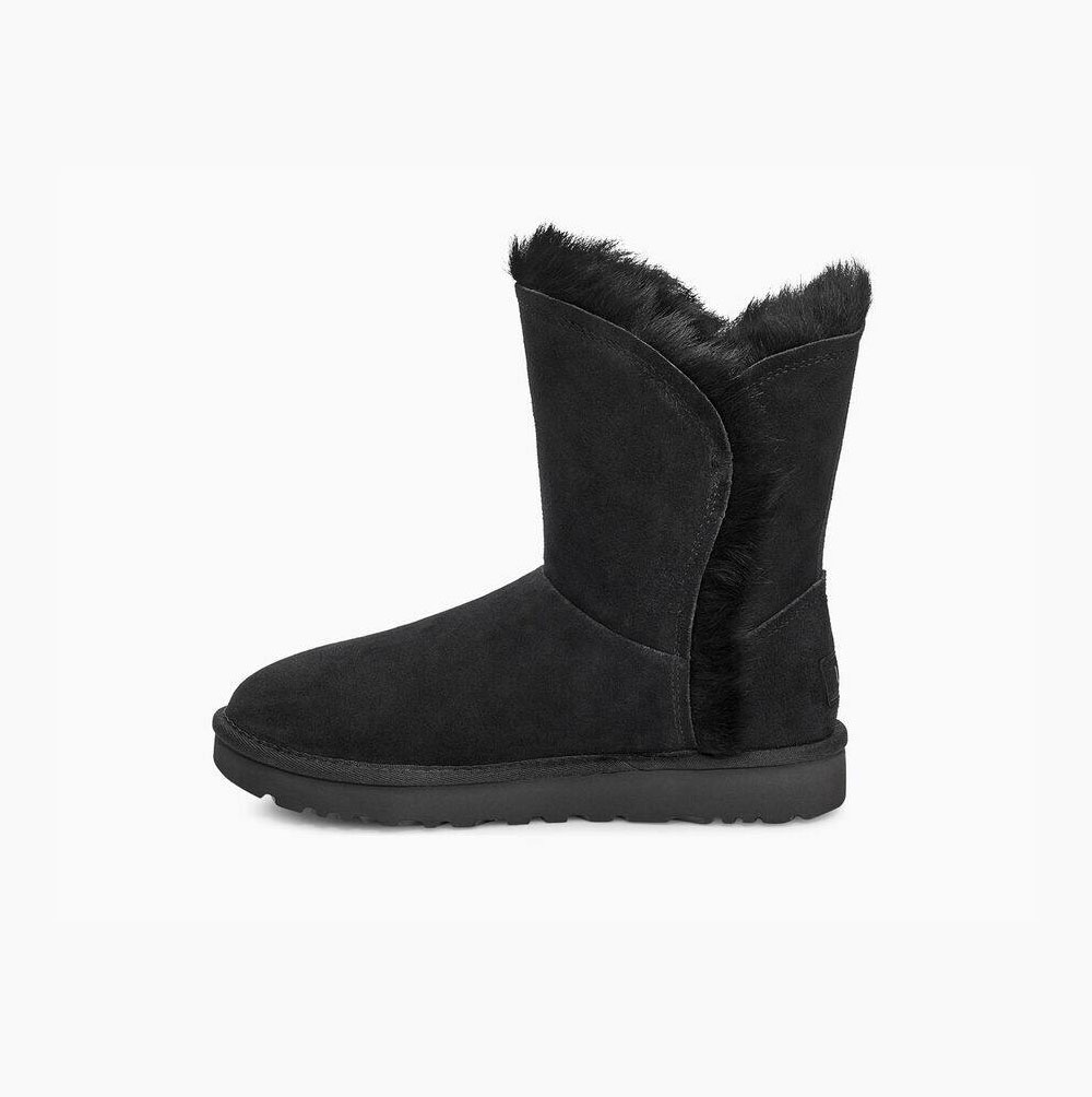 UGG Klassische Fluff High-Low Kurze Stiefel Damen Schwarz Schweiz | ALQJGQGJ