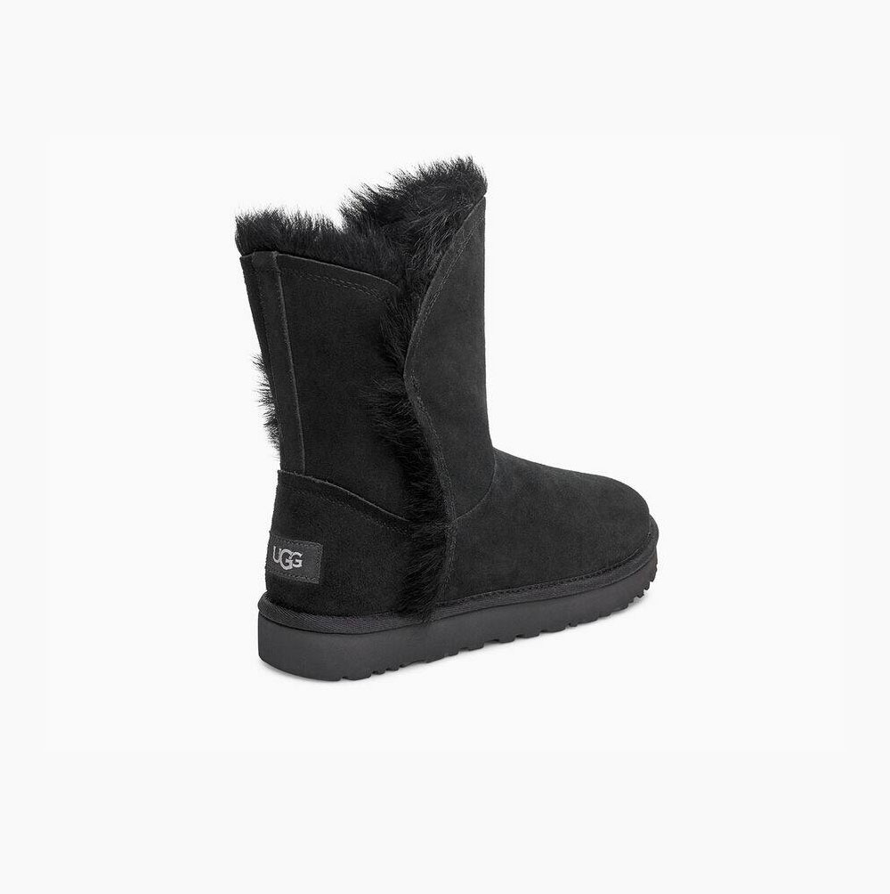 UGG Klassische Fluff High-Low Kurze Stiefel Damen Schwarz Schweiz | ALQJGQGJ