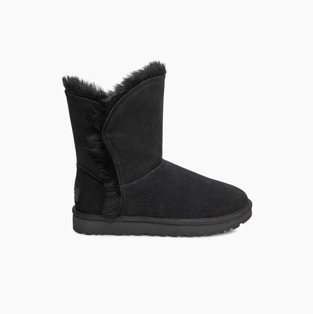 UGG Klassische Fluff High-Low Kurze Stiefel Damen Schwarz Schweiz | ALQJGQGJ