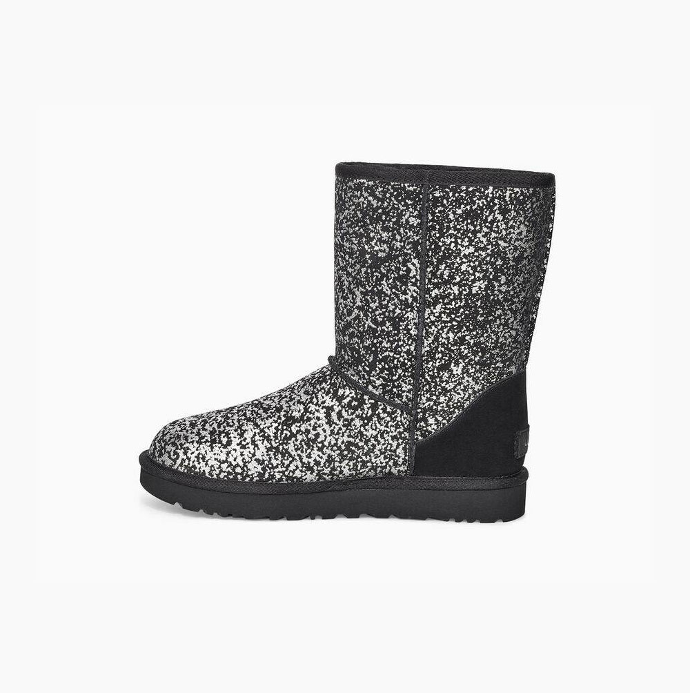 UGG Klassische II Foil Glam Kurze Stiefel Damen Schwarz Schweiz | C1VSWFSW