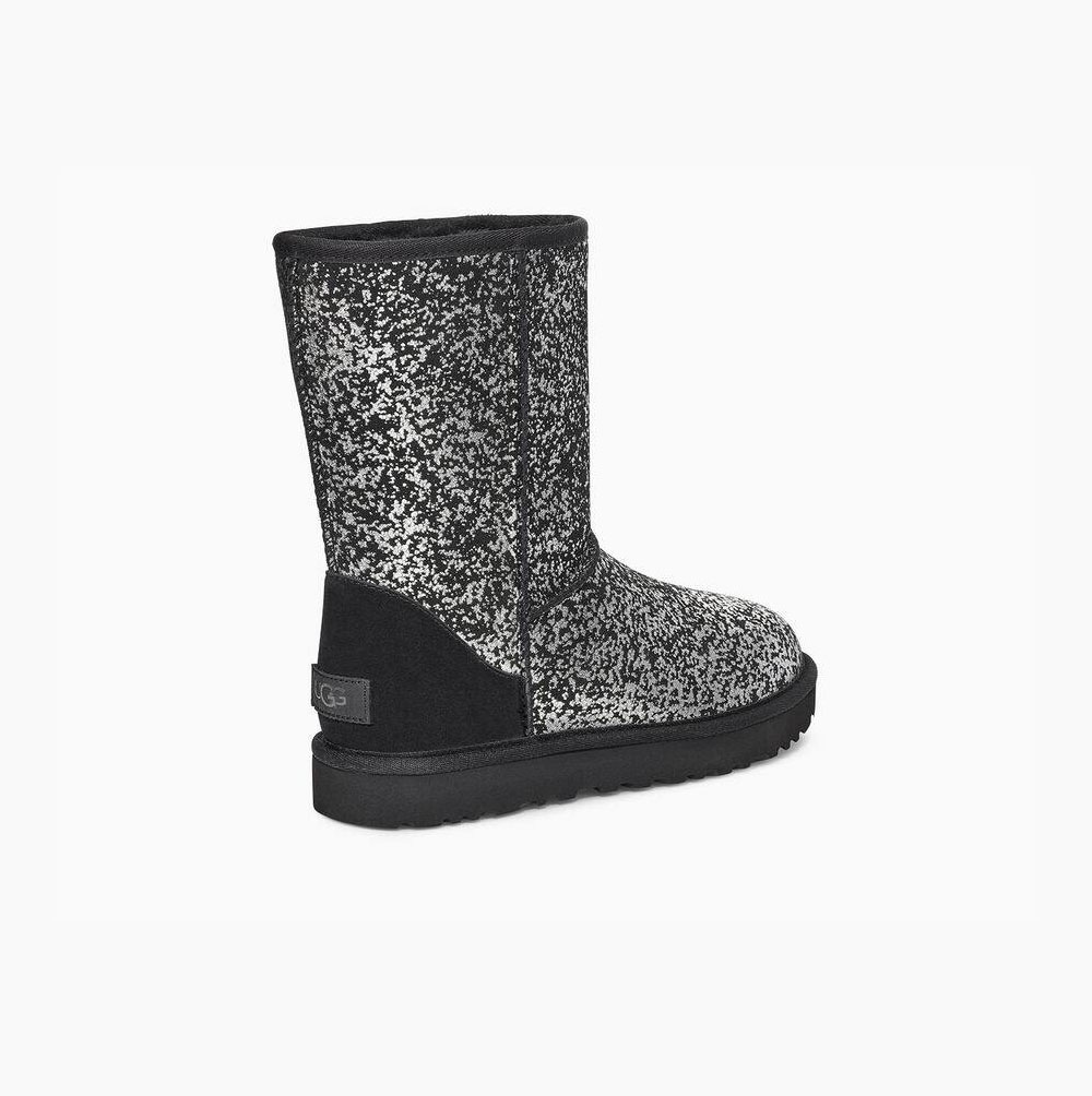 UGG Klassische II Foil Glam Kurze Stiefel Damen Schwarz Schweiz | C1VSWFSW