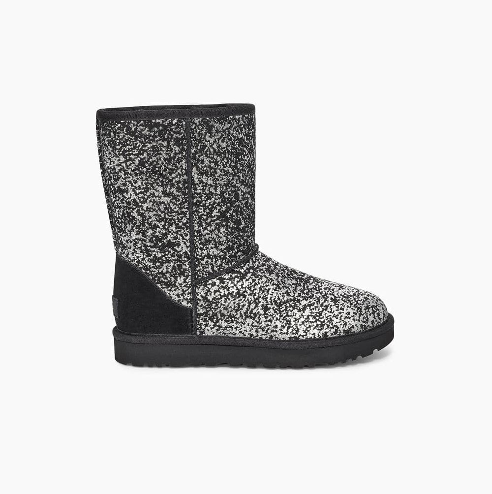 UGG Klassische II Foil Glam Kurze Stiefel Damen Schwarz Schweiz | C1VSWFSW