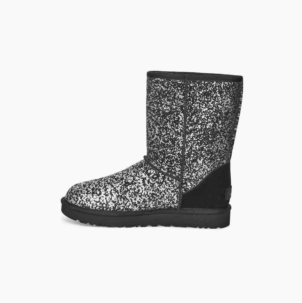 UGG Klassische II Foil Glam Kurze Stiefel Damen Schwarz Schweiz | KDZ418EU