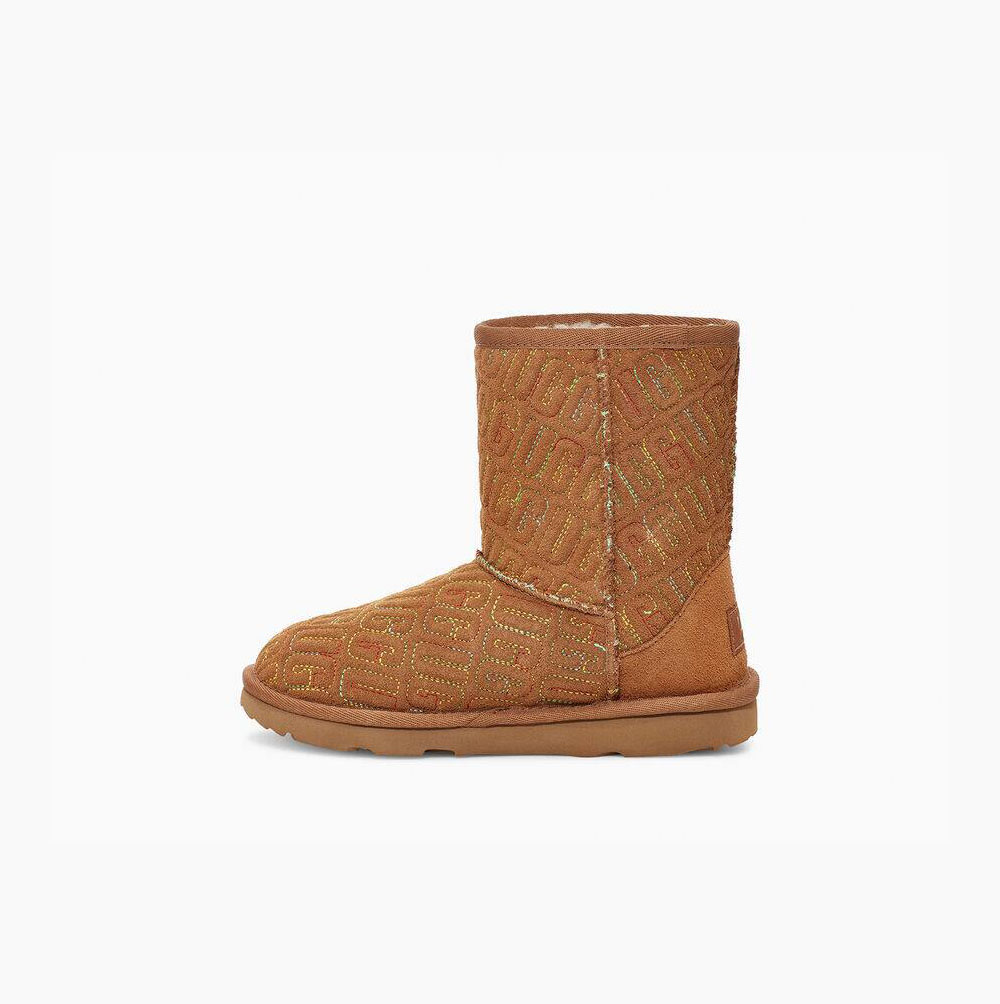 UGG Klassische II Graphic Stitch Classic Boots Kinder Braun Schweiz | DXUDV1TJ