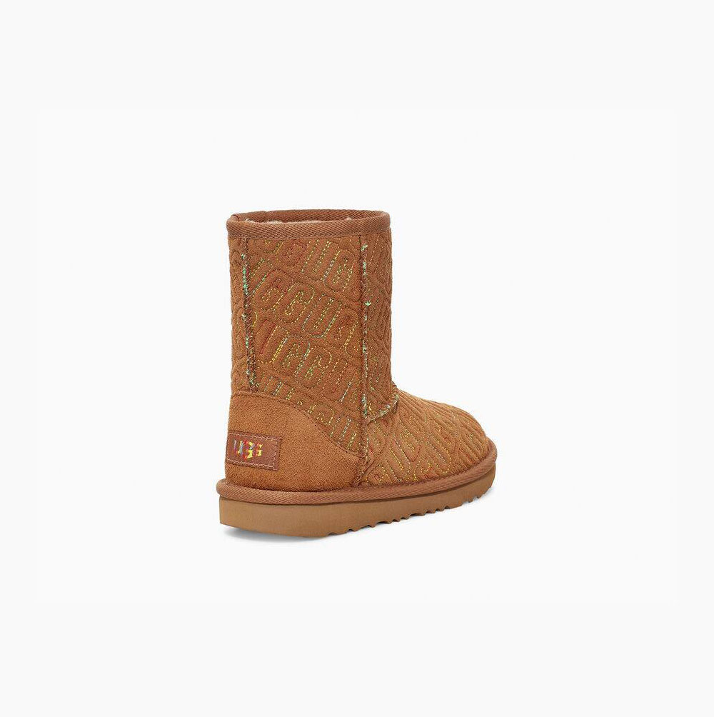 UGG Klassische II Graphic Stitch Classic Boots Kinder Braun Schweiz | DXUDV1TJ