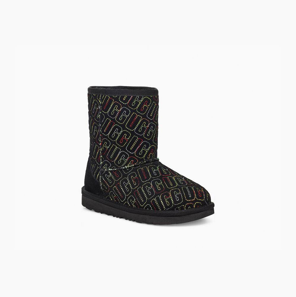 UGG Klassische II Graphic Stitch Classic Boots Kinder Schwarz Schweiz | MRB3WHNB