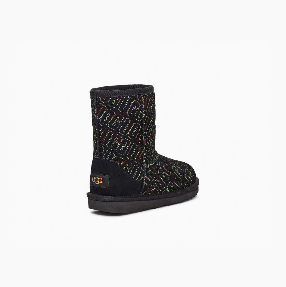 UGG Klassische II Graphic Stitch Classic Boots Kinder Schwarz Schweiz | MRB3WHNB