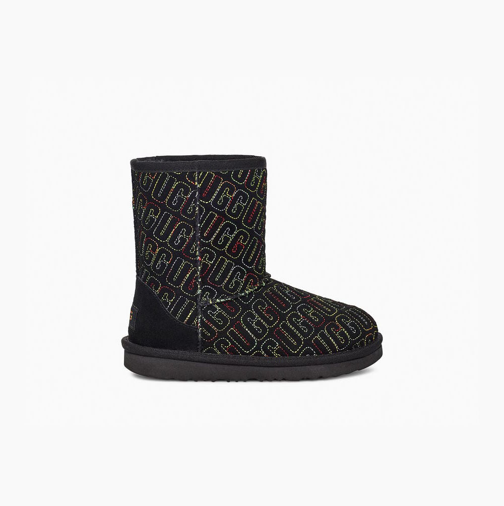 UGG Klassische II Graphic Stitch Classic Boots Kinder Schwarz Schweiz | MRB3WHNB