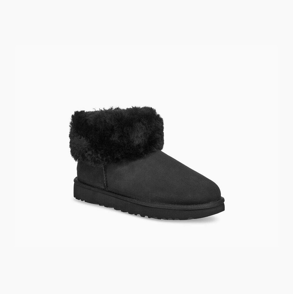 UGG Klassische Mini Fluff Classic Boots Damen Schwarz Schweiz | L0OUIGD4