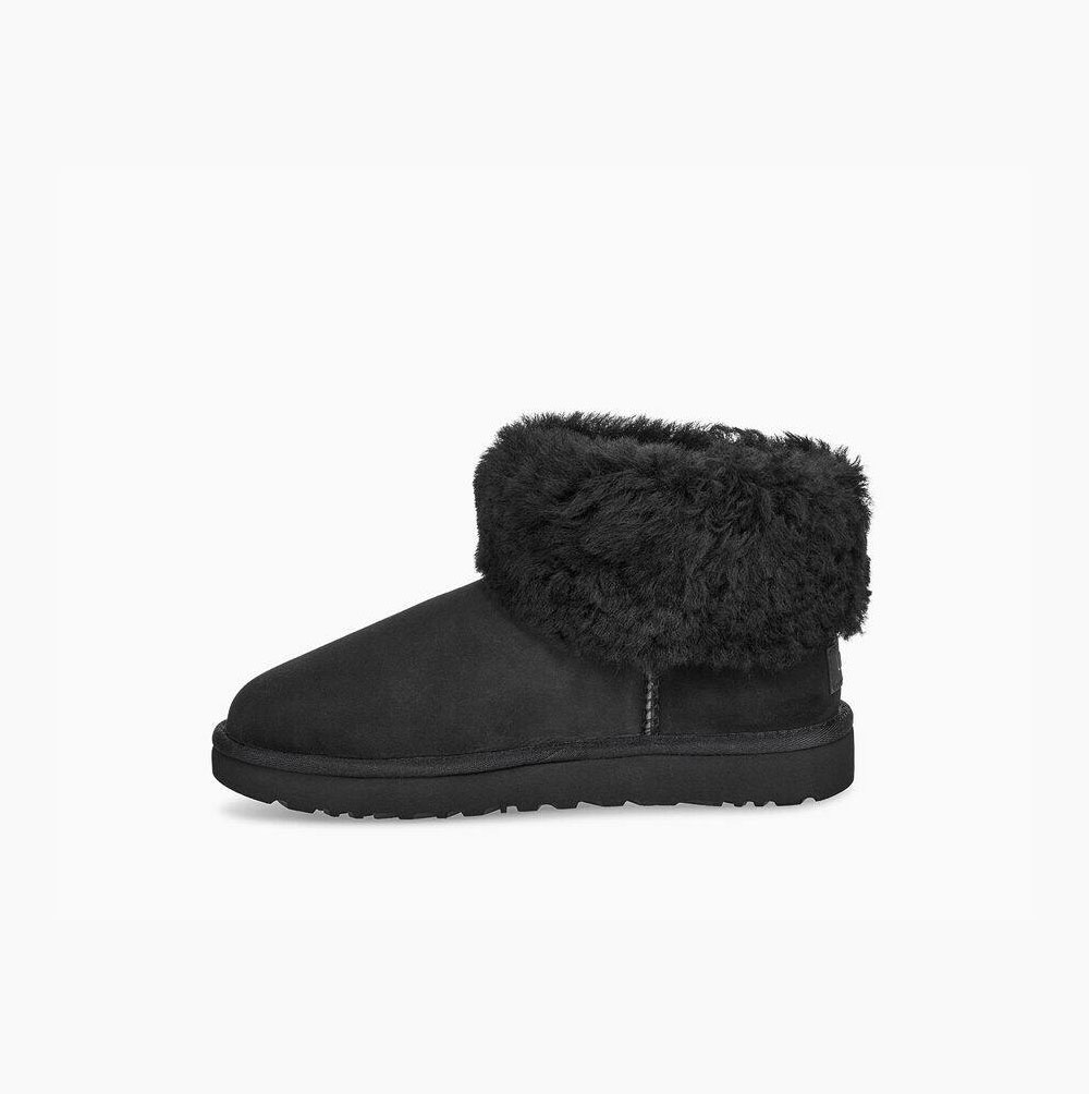 UGG Klassische Mini Fluff Classic Boots Damen Schwarz Schweiz | L0OUIGD4