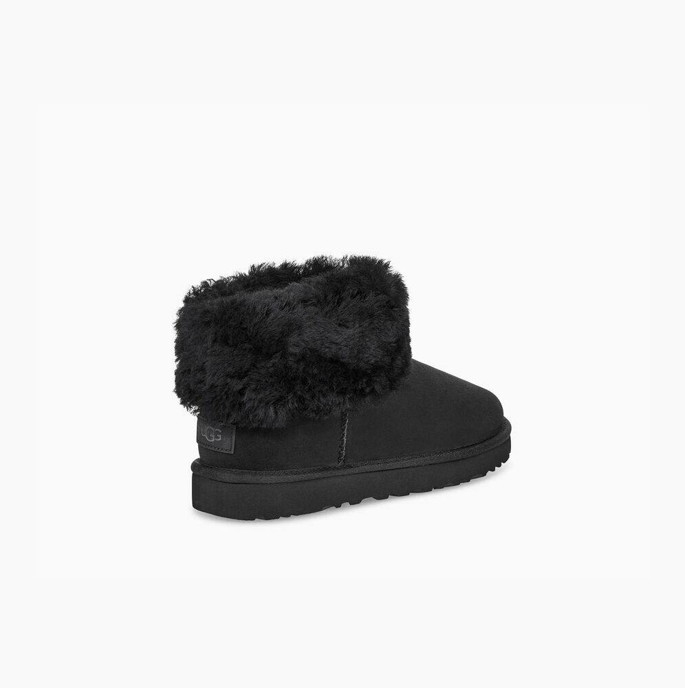 UGG Klassische Mini Fluff Classic Boots Damen Schwarz Schweiz | L0OUIGD4