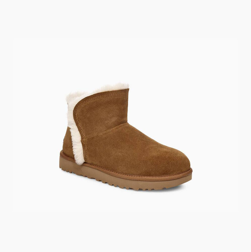 UGG Klassische Mini Fluff High-Low Classic Boots Damen Braun Schweiz | NIMWVJEY