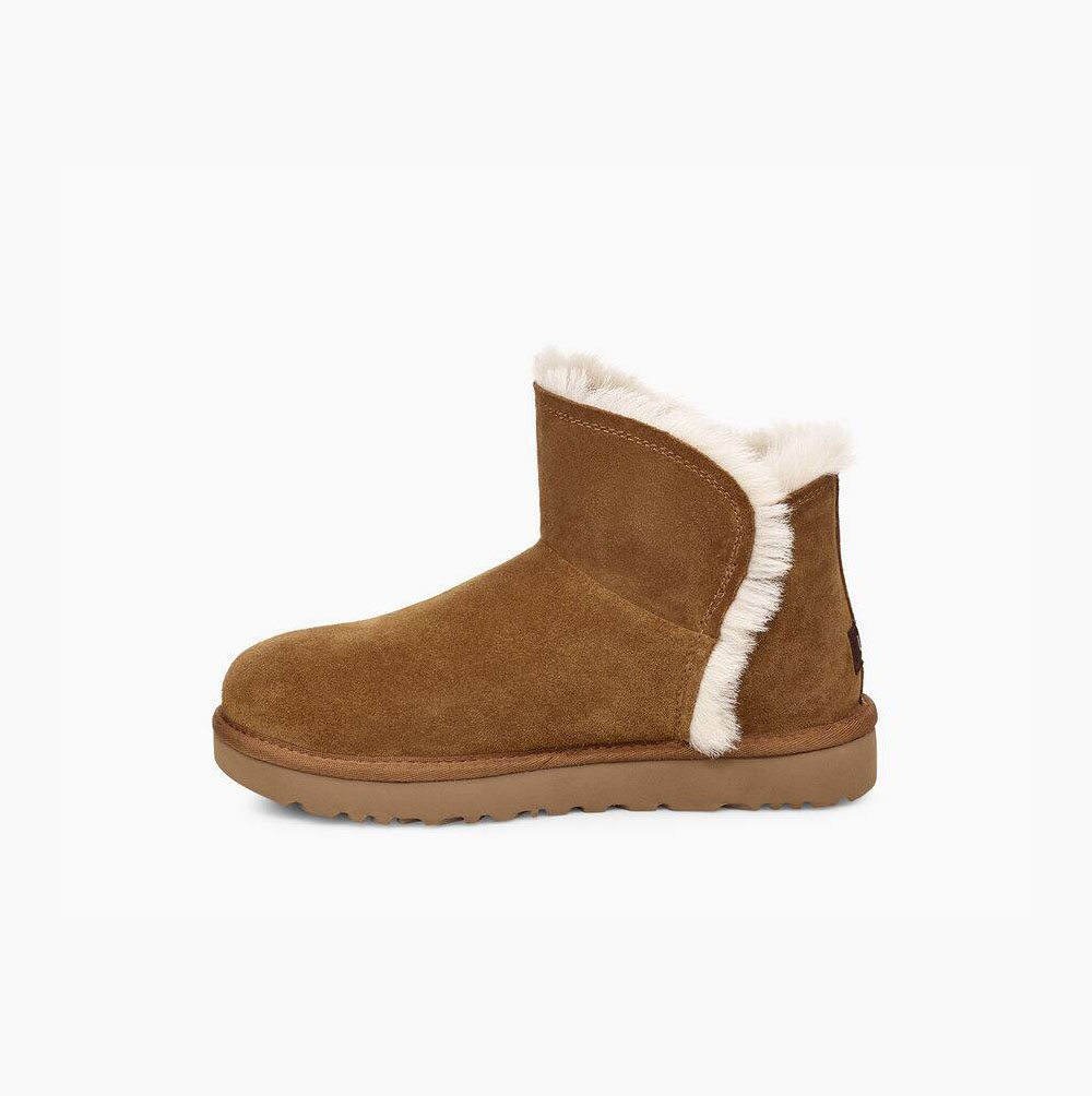 UGG Klassische Mini Fluff High-Low Classic Boots Damen Braun Schweiz | NIMWVJEY