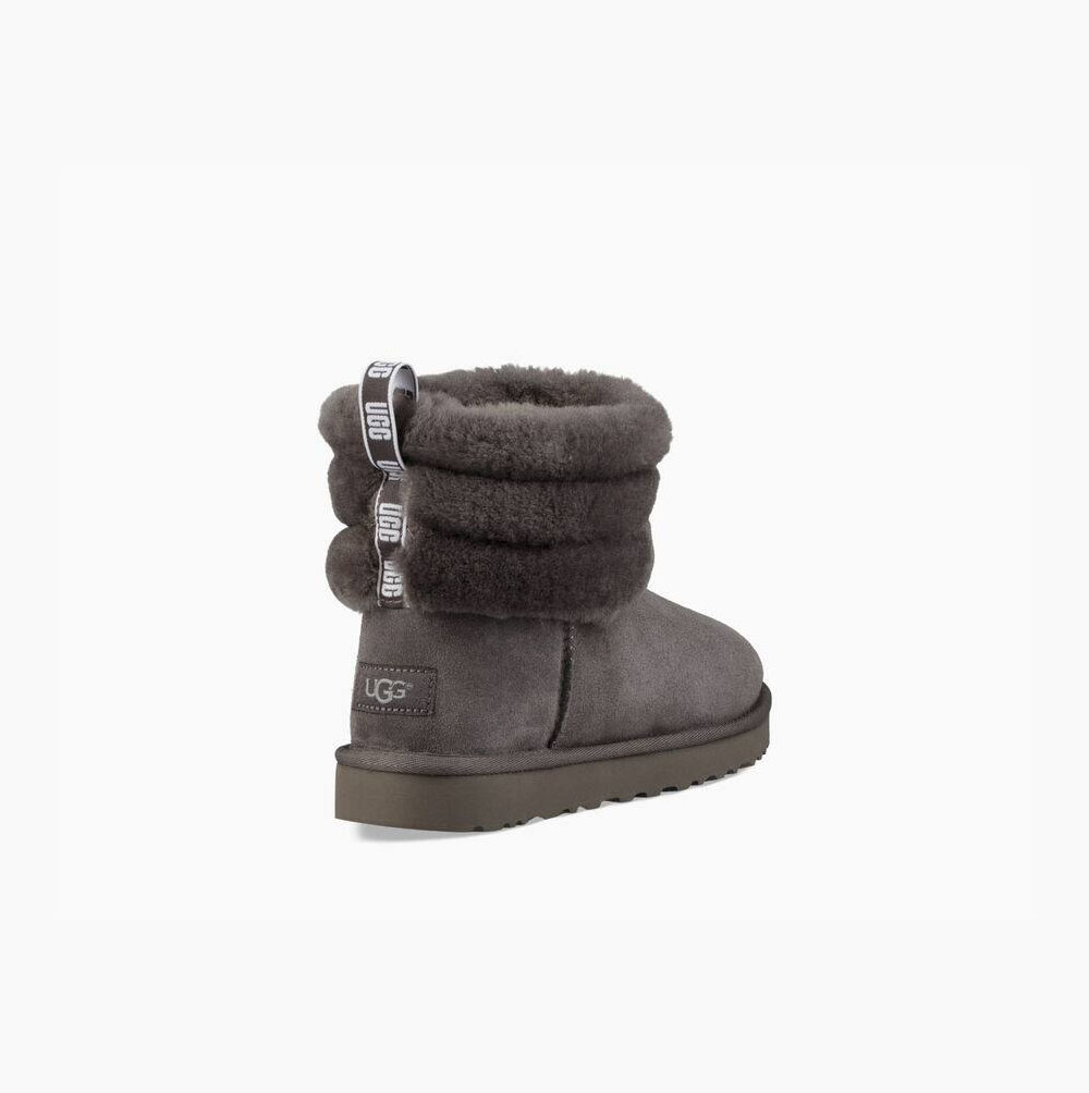 UGG Klassische Mini Fluff Gesteppte Stiefel Damen Tiefesgrau Schweiz | 3HEDGIWO