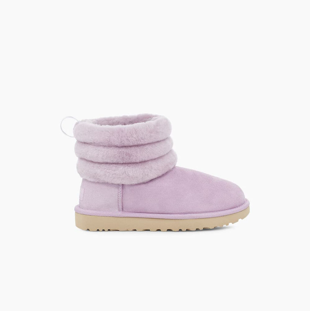 UGG Klassische Mini Fluff Gesteppte Stiefel Damen Hellrosa Schweiz | 72M2FJHZ