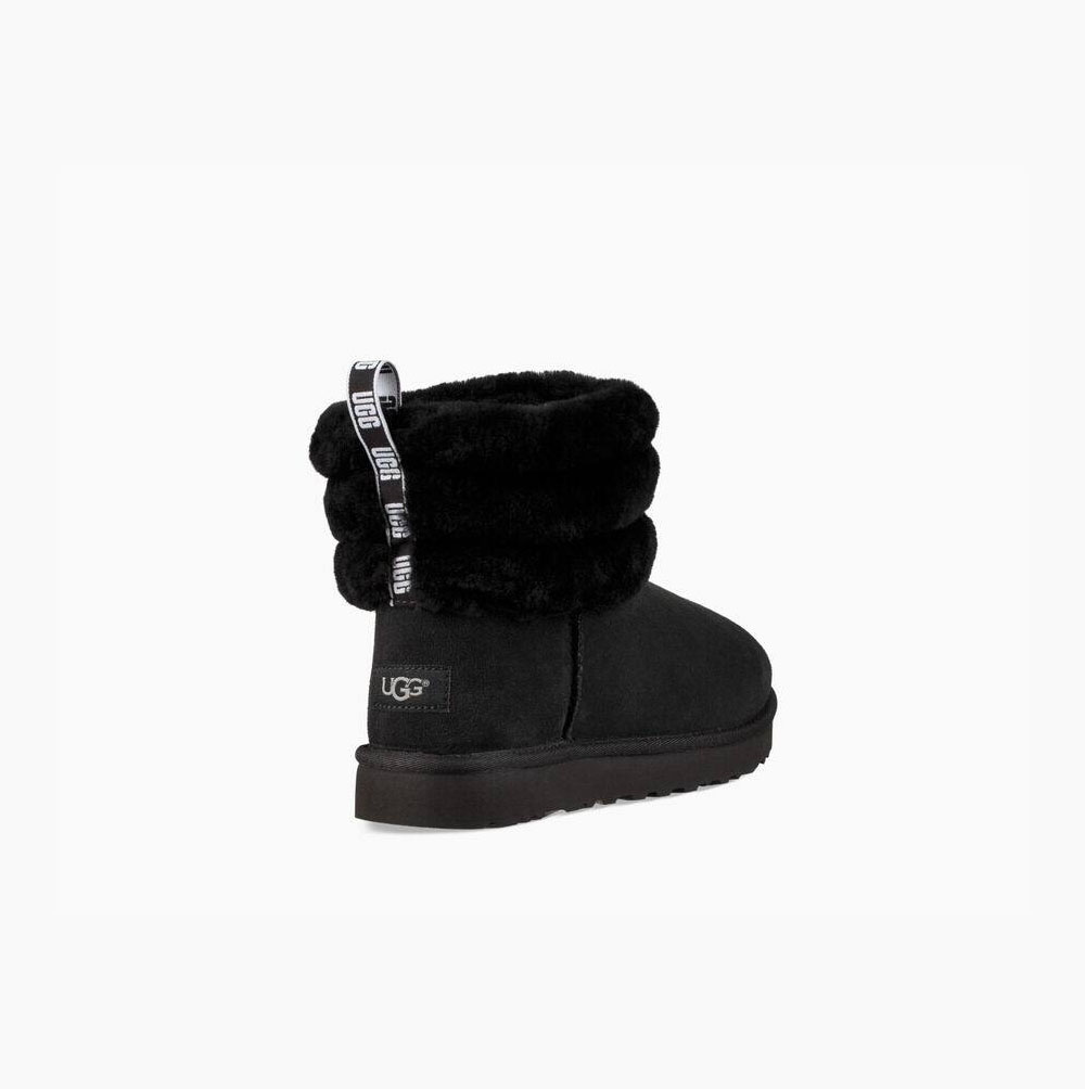 UGG Klassische Mini Fluff Gesteppte Stiefel Damen Schwarz Schweiz | O3TJO9IG