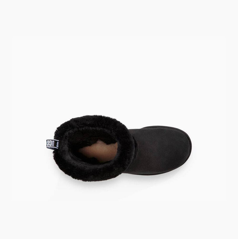 UGG Klassische Mini Fluff Gesteppte Stiefel Damen Schwarz Schweiz | O3TJO9IG