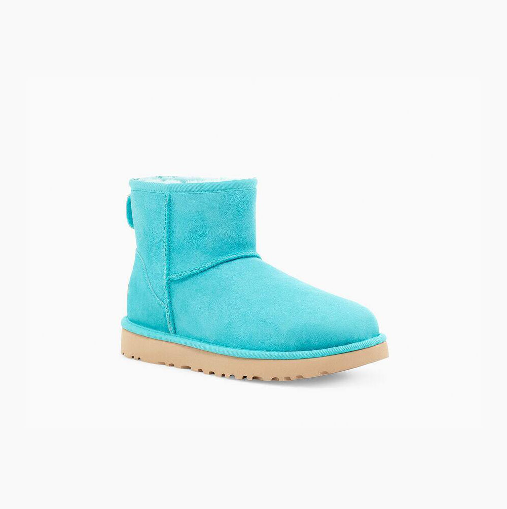 UGG Klassische Mini II Classic Boots Damen Hellblau Schweiz | ROWP8071