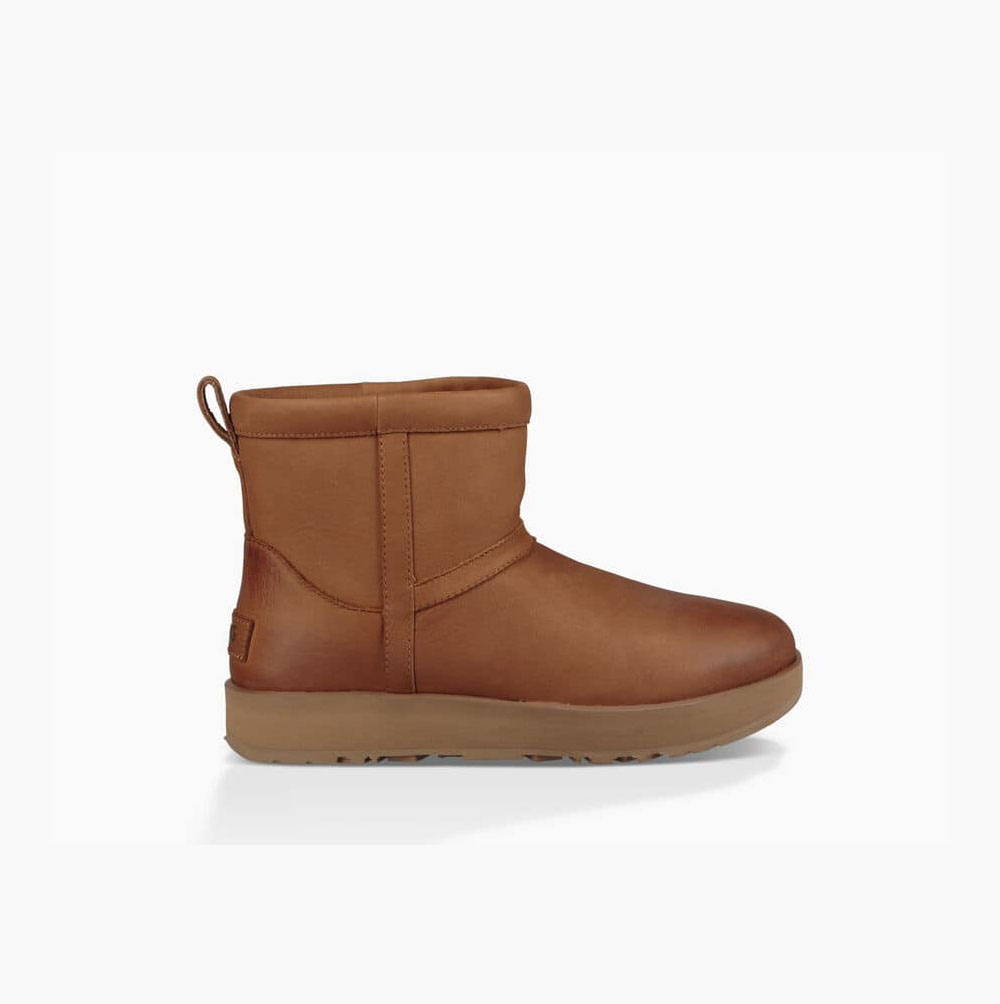 UGG Klassische Mini Leder Wasserfeste Stiefel Damen Braun Schweiz | AVBHC2TT