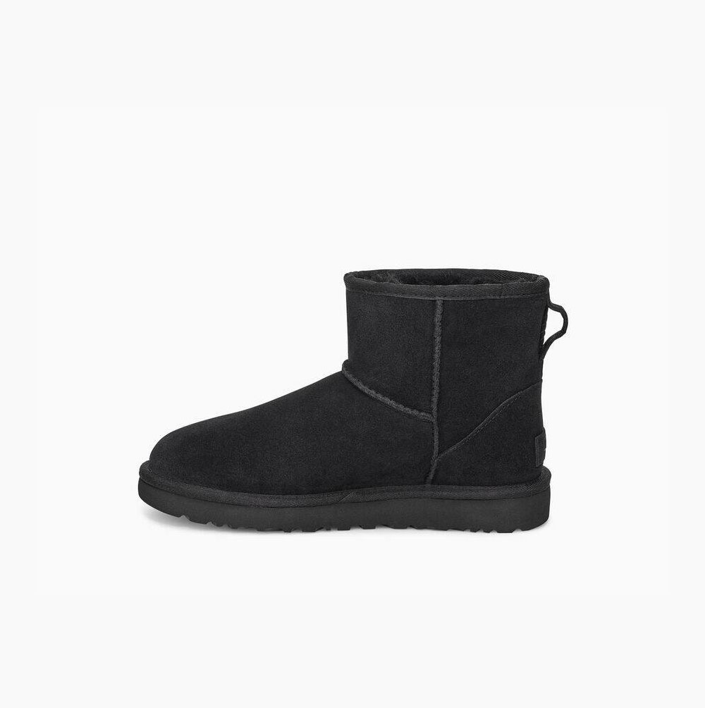 UGG Klassische Mini Rubber Logo Classic Boots Damen Schwarz Schweiz | 5FP8WFEP