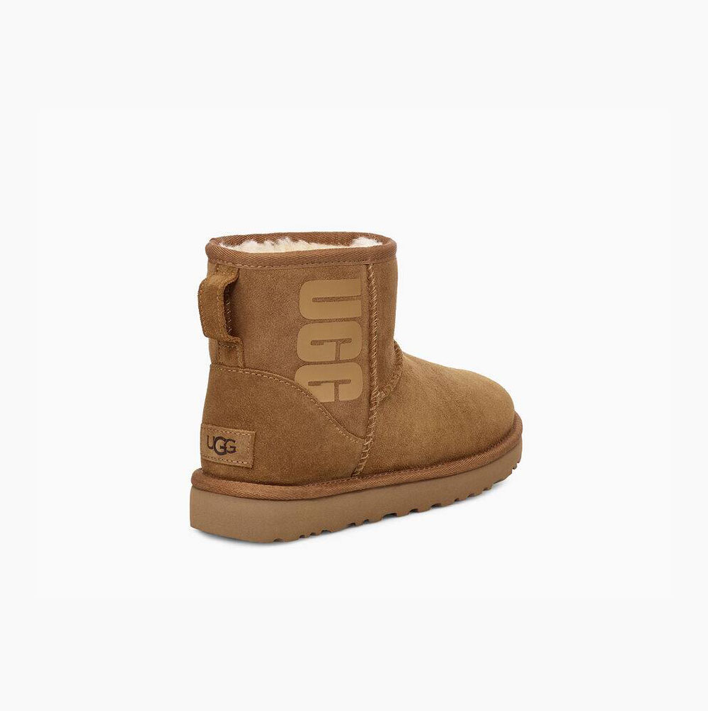 UGG Klassische Mini Rubber Logo Classic Boots Damen Braun Schweiz | DS5URUQ0