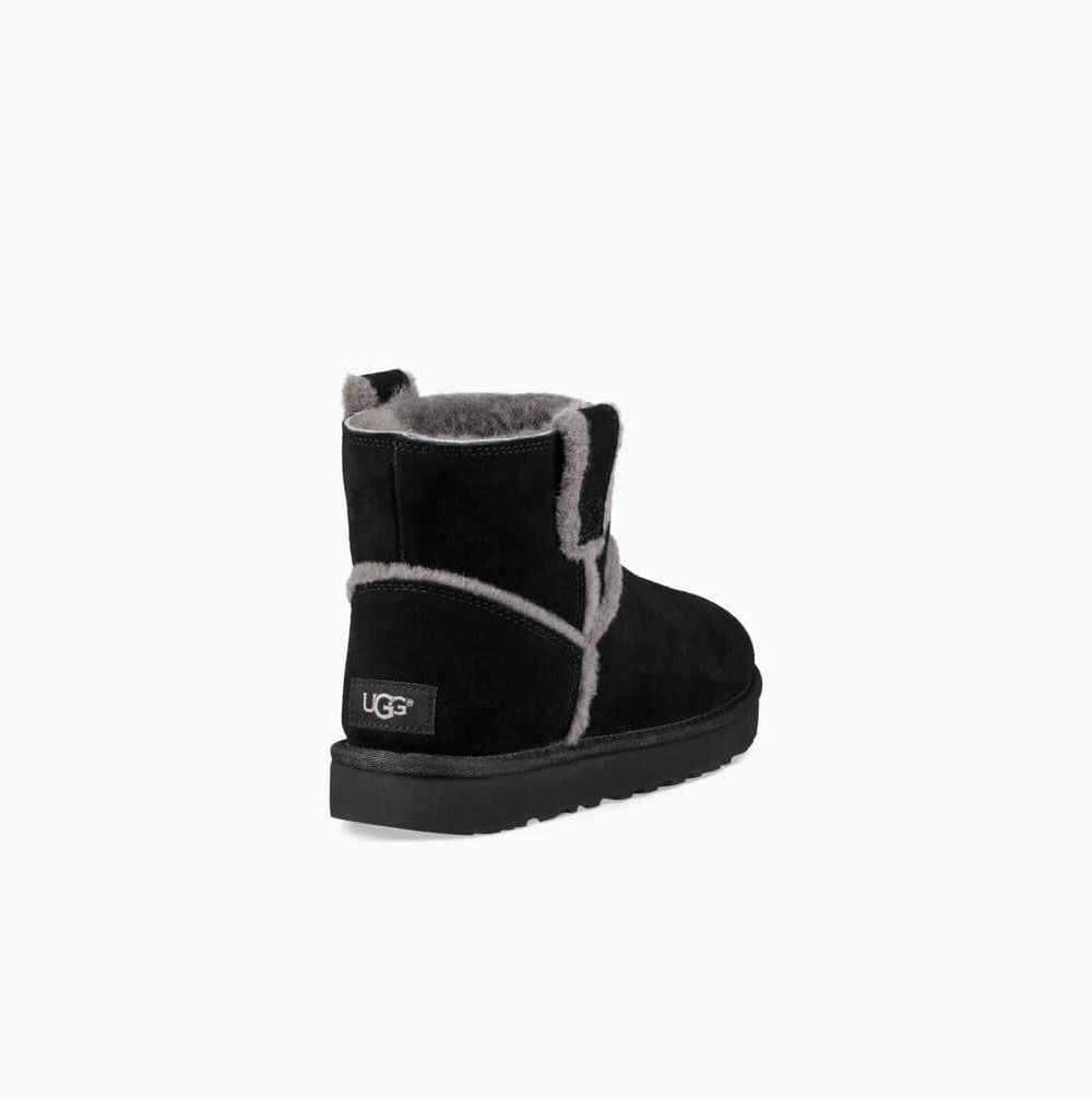 UGG Klassische Mini Spill Seam Boot Classic Boots Damen Schwarz Schweiz | MM7Q1AYE