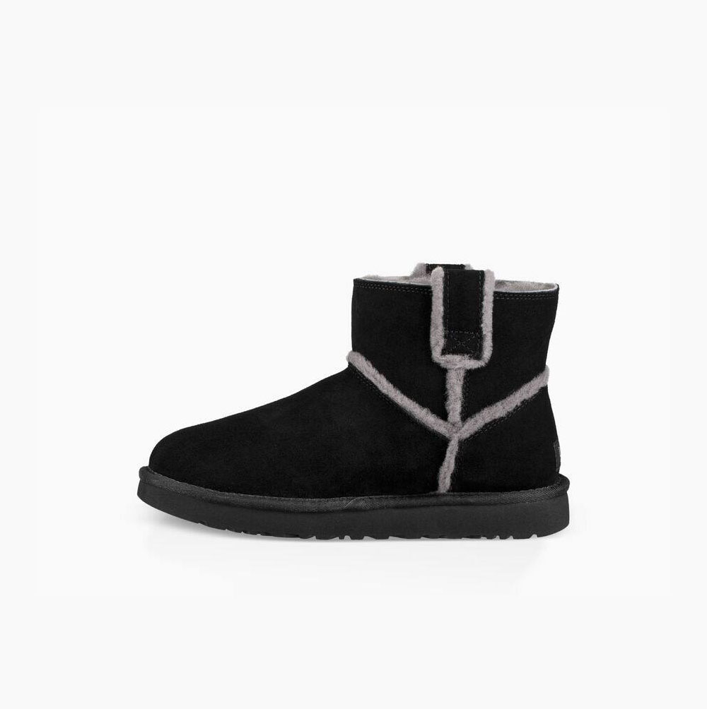 UGG Klassische Mini Spill Seam Classic Boots Damen Schwarz Schweiz | MMVGTDZL