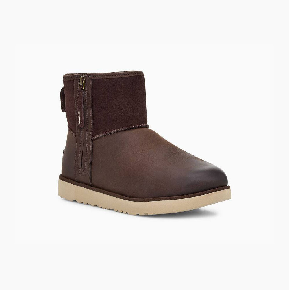 UGG Klassische Mini Zip Classic Boots Herren Braun Schweiz | 1DM0WGU8