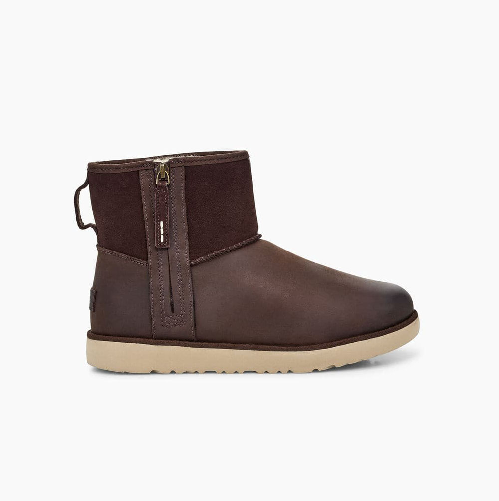 UGG Klassische Mini Zip Classic Boots Herren Braun Schweiz | 1DM0WGU8