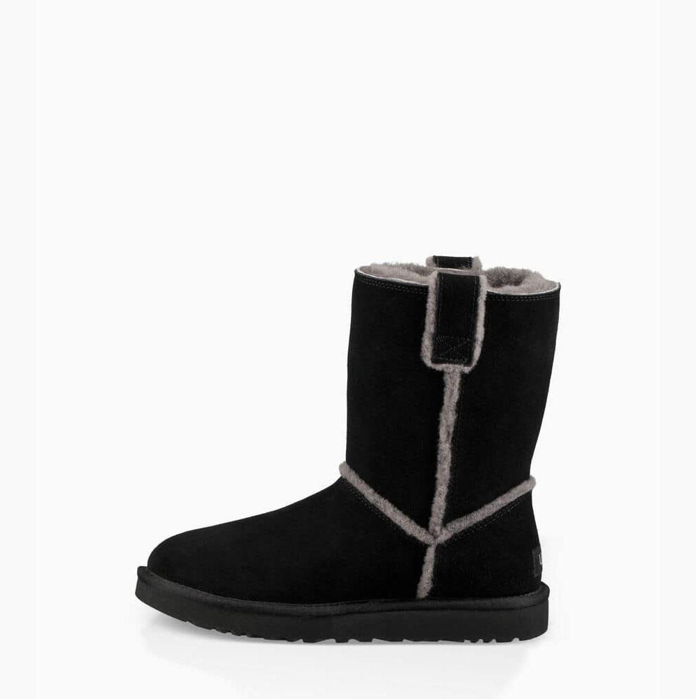 UGG Klassische Spill Seam Kurze Stiefel Damen Schwarz Schweiz | M41BS8CP