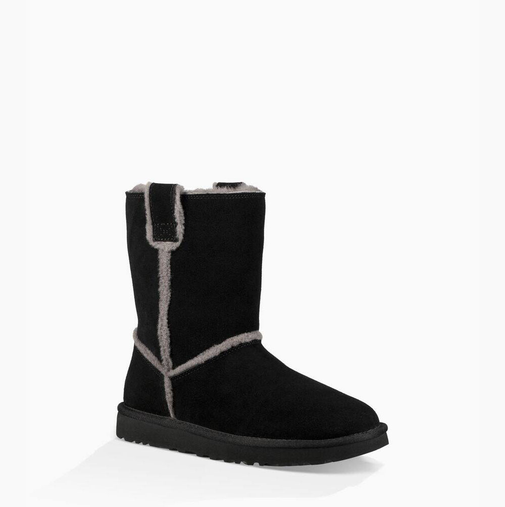 UGG Klassische Spill Seam Kurze Stiefel Damen Schwarz Schweiz | OZM4KPGJ