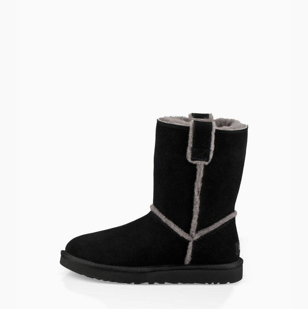 UGG Klassische Spill Seam Kurze Stiefel Damen Schwarz Schweiz | OZM4KPGJ