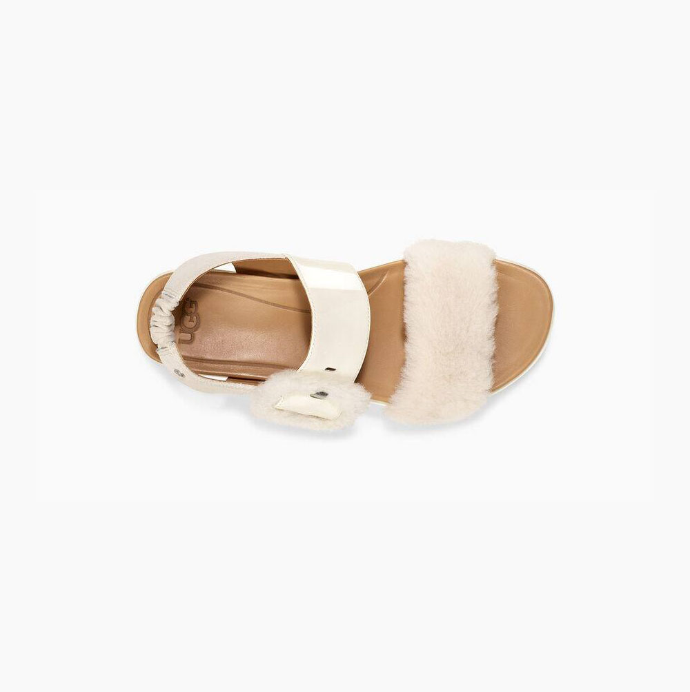 UGG Le Fluff Plateau Sandalen Damen Rot Weiß Schweiz | UZHWMFB7