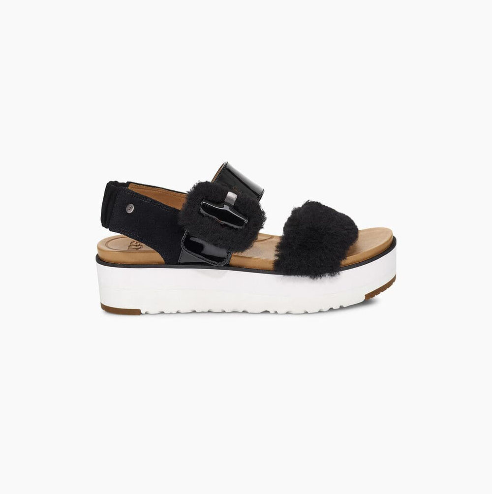 UGG Le Fluff Plateau Sandalen Damen Schwarz Schweiz | ICOXYU6Q