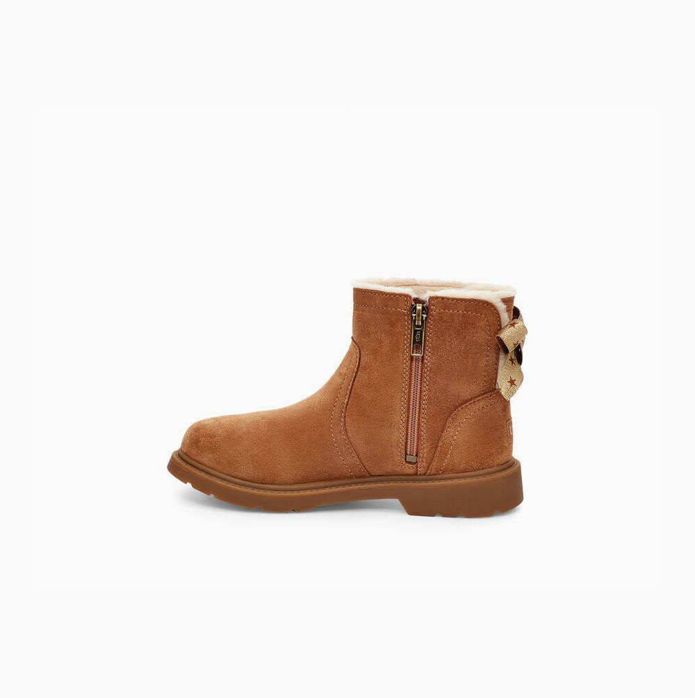 UGG Lynde Bow Boots Kinder Braun Schweiz | 0S3VQH67