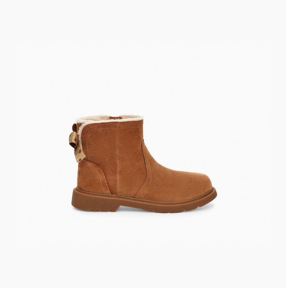 UGG Lynde Bow Boots Kinder Braun Schweiz | 0S3VQH67