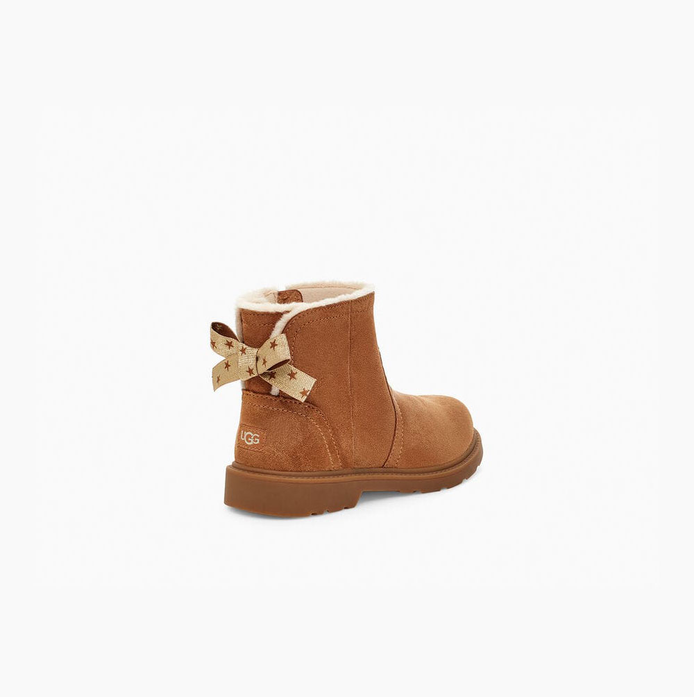 UGG Lynde Bow Boots Kinder Braun Schweiz | 68AM1MYM