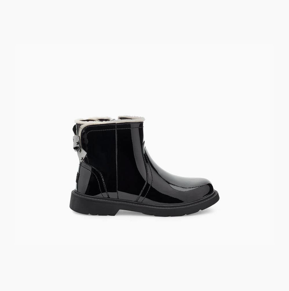 UGG Lynde Lack Regenstiefel Kinder Schwarz Schweiz | PZH59OZW